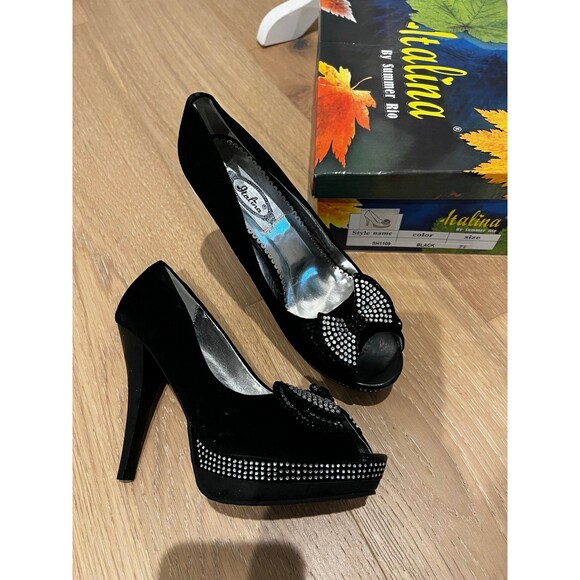Italina Holiday Peep Toe Heels Pumps 7.5 New with Defects - Picture 1 of 12